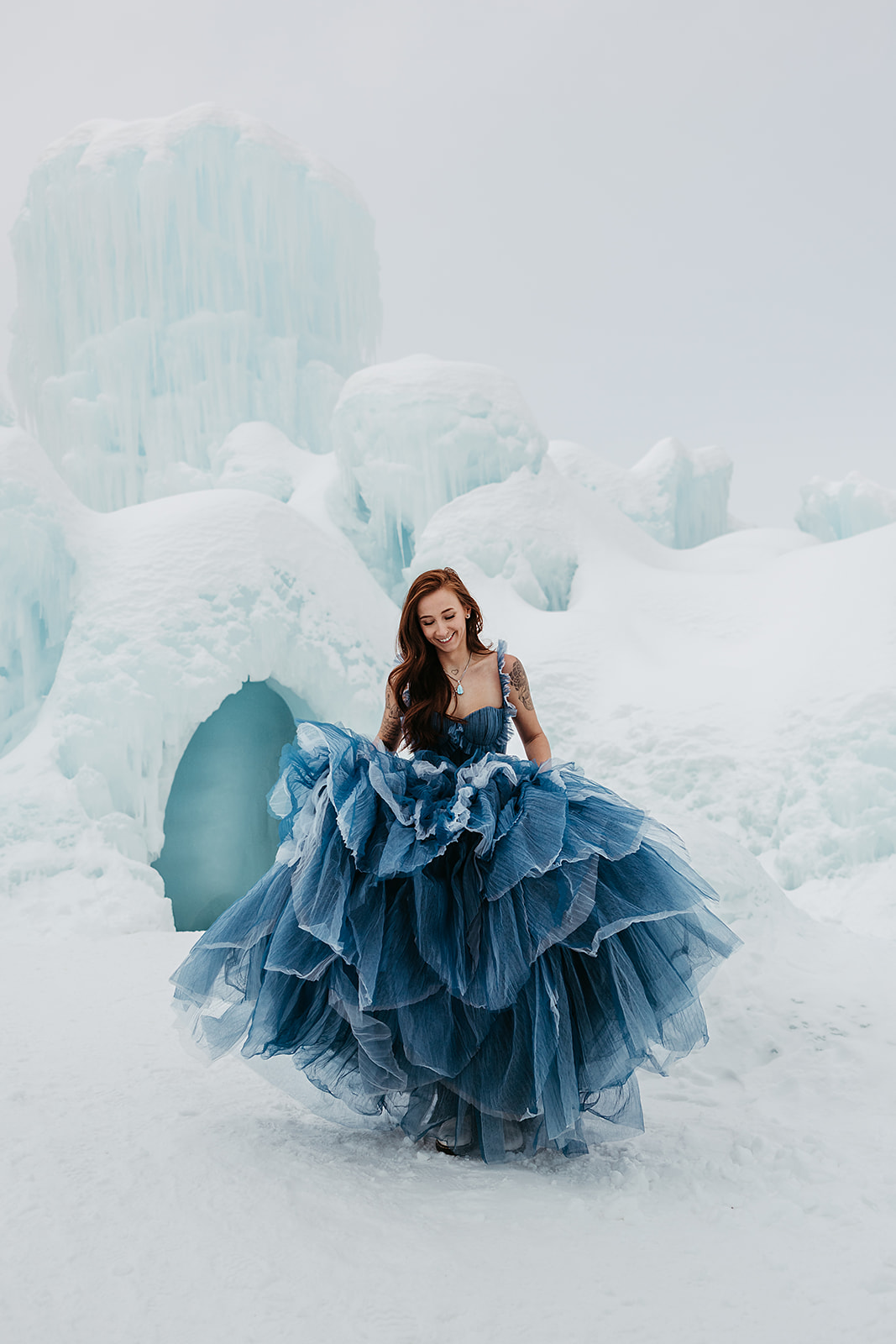 ice castle model blue gown
